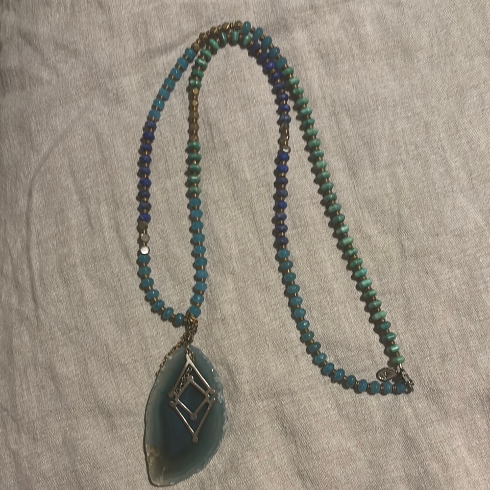 Silpada Turquoise and Gold Necklace with Agate Pendant